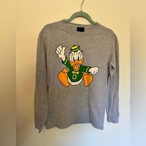 Disney Blue 84 x Oregon Ducks Donald Duck Long Sleeve Gray Gildan Cotton Small?